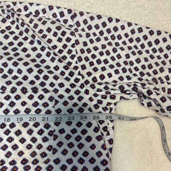 Pendleton Men Vintage White Geometric Short Sleeve Button Shirt - Picture 5 of 9